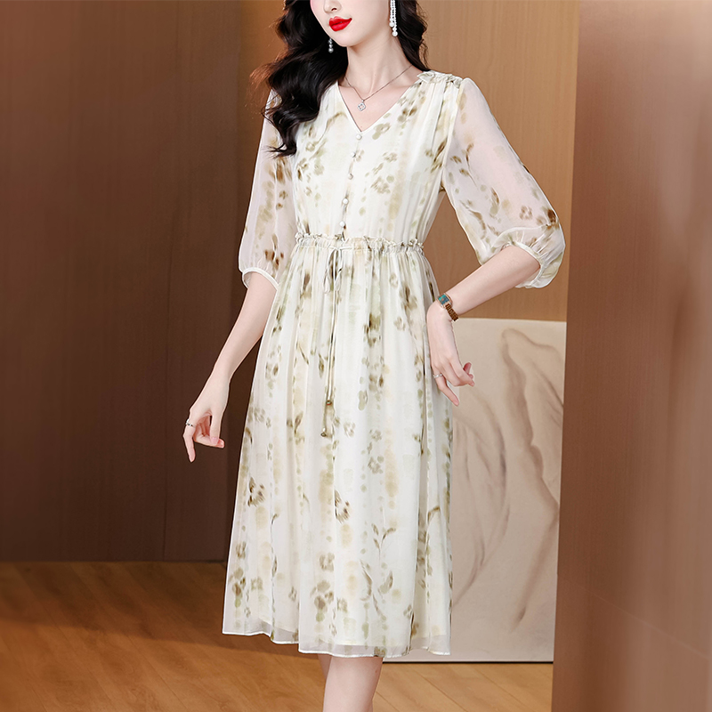 Real silk silk light luxury dress for women
