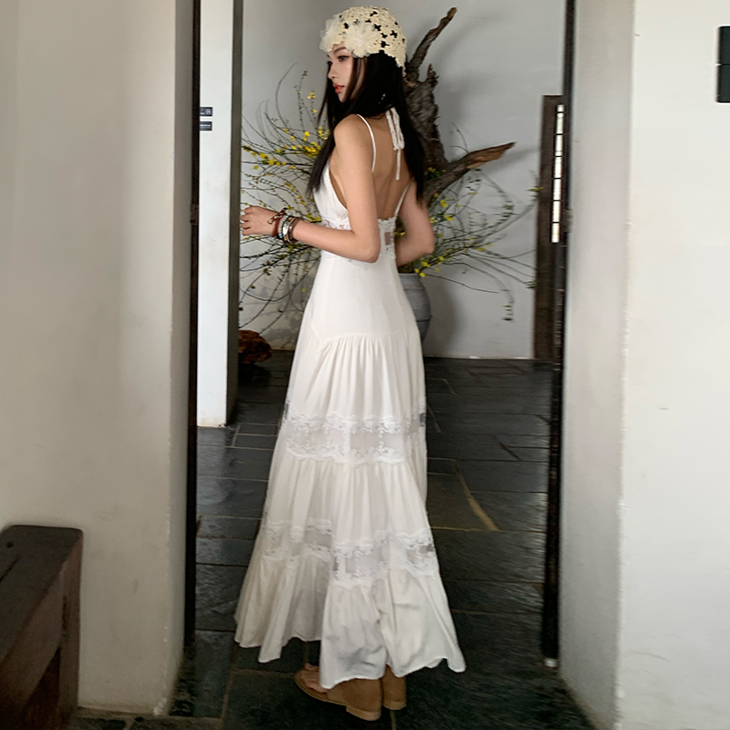 Sling temperament long dress vacation dress for women