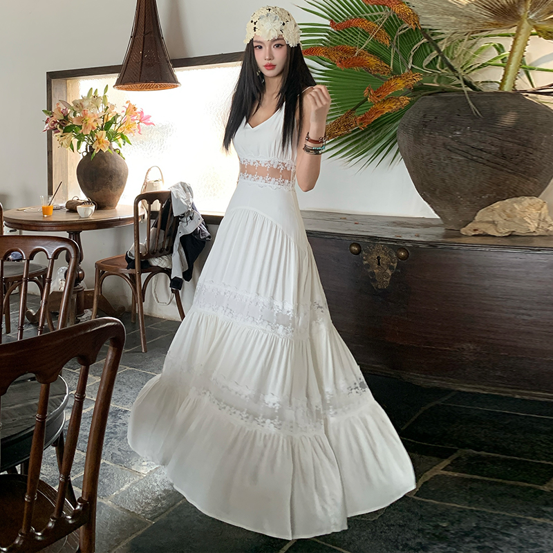 Sling temperament long dress vacation dress for women