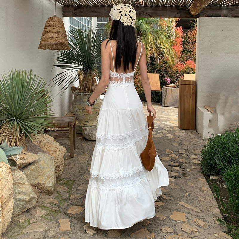 Sling temperament long dress vacation dress for women