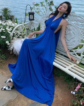 Multiple wear method V-neck long dress halter seaside dress