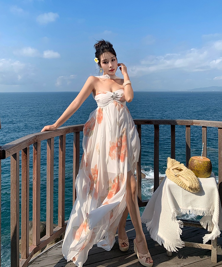 Light luxury dress wrapped chest long dress for women
