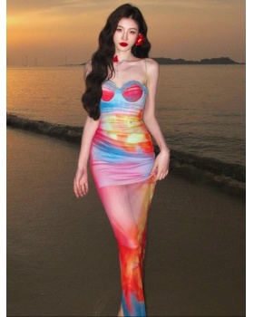 Ink island flair summer dress slim gauze lazy long dress