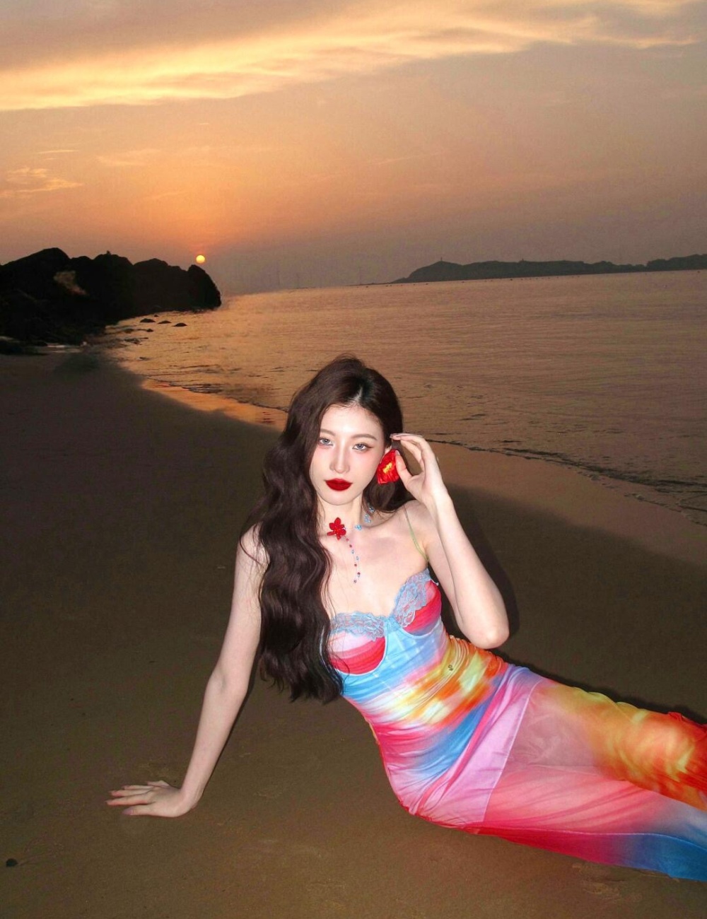 Ink island flair summer dress slim gauze lazy long dress