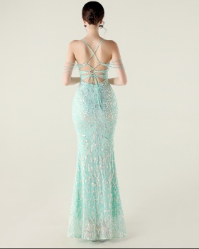 Sequins crystal dress banquet diamond evening dress