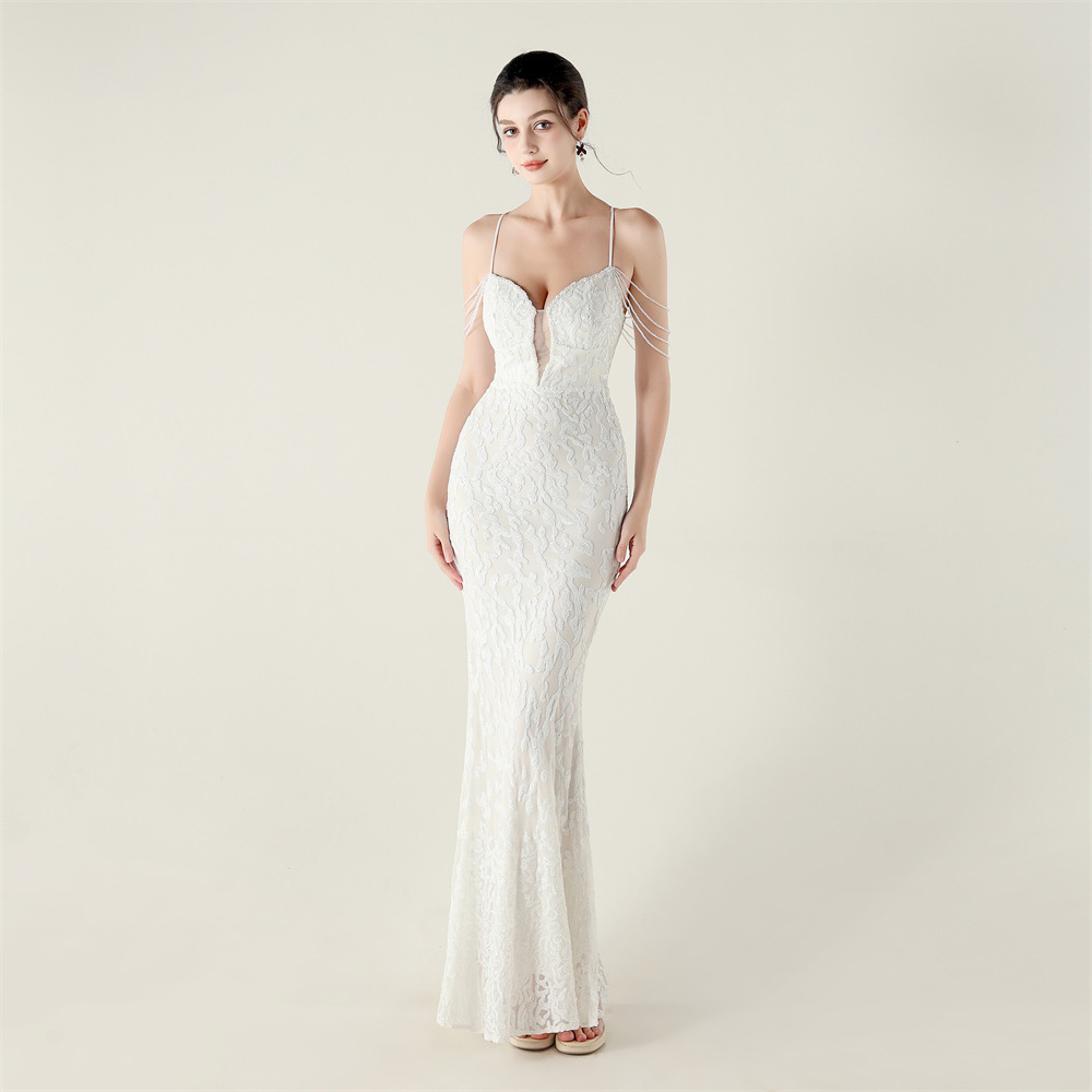 Sequins crystal dress banquet diamond evening dress