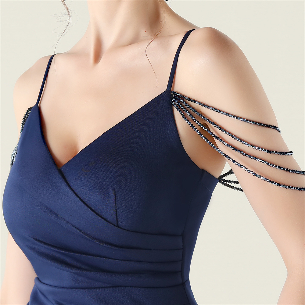 Banquet slim beading chain decoration evening dress