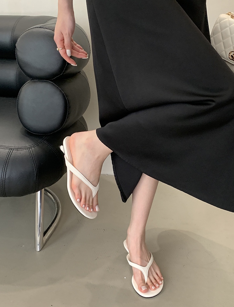 All-match summer high-heeled shoes wears outside flip-flops