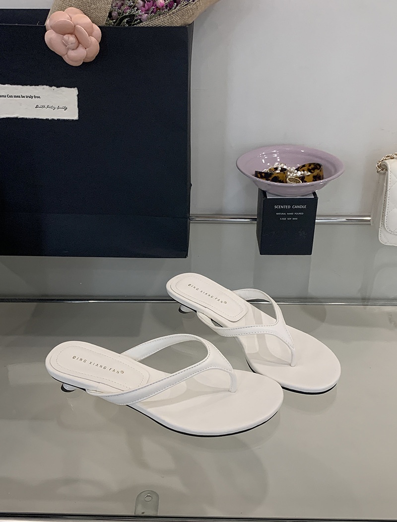 All-match summer high-heeled shoes wears outside flip-flops
