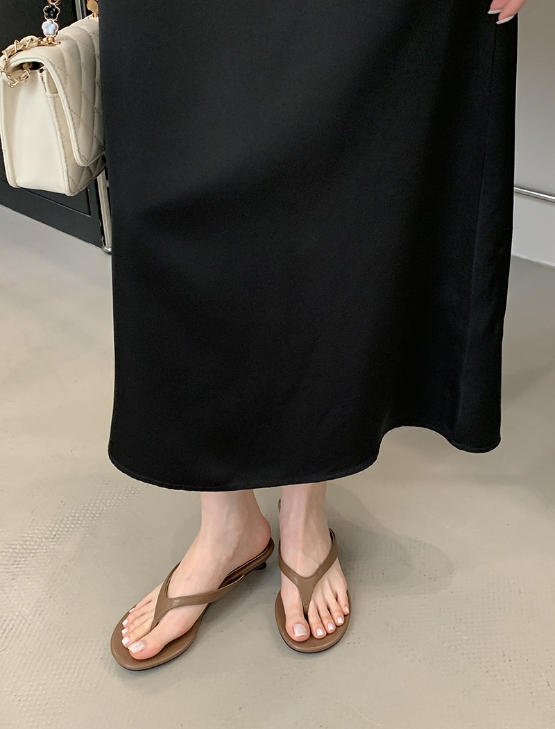 All-match summer high-heeled shoes wears outside flip-flops