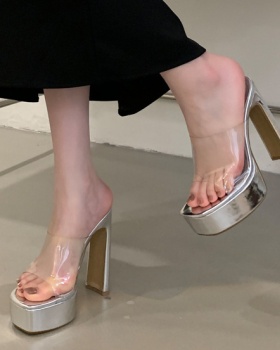 Square head high-heeled shoes platform for women