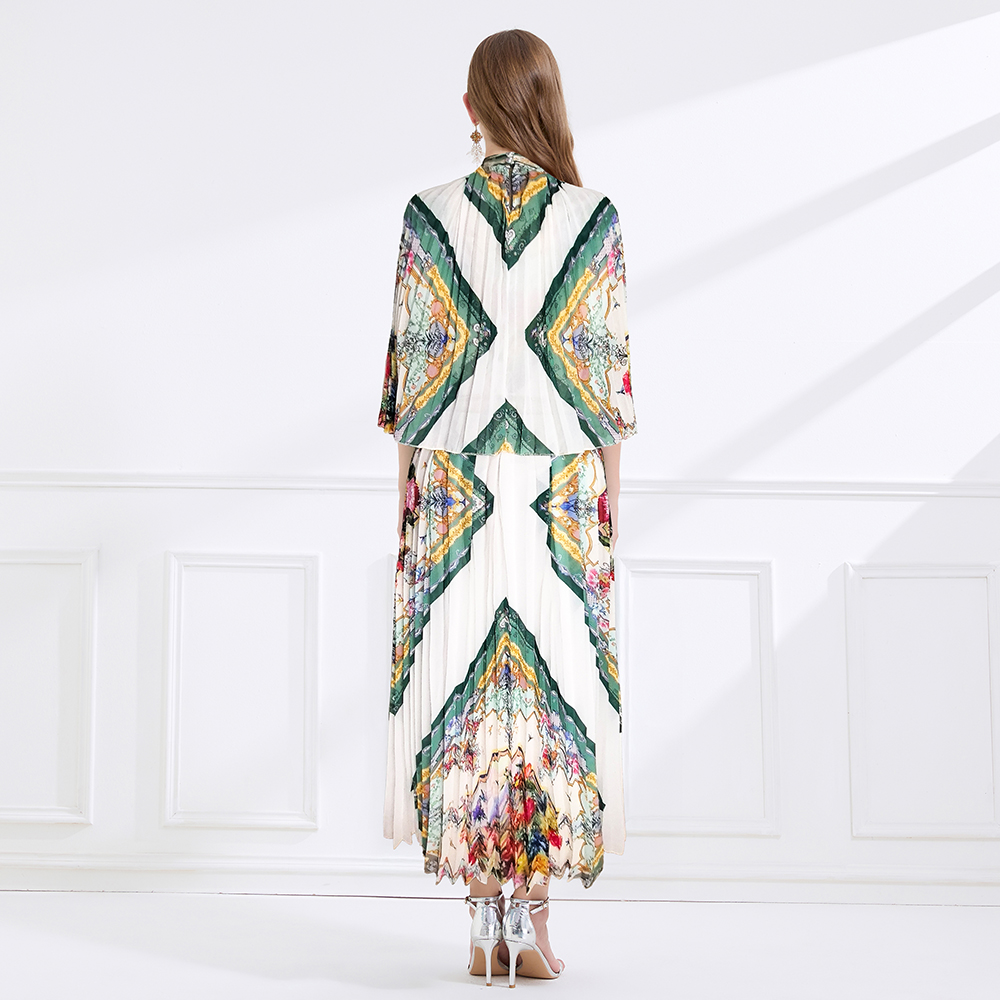 Retro court style frenum summer long dress