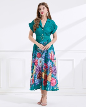 Printing short sleeve business suit seaside dress