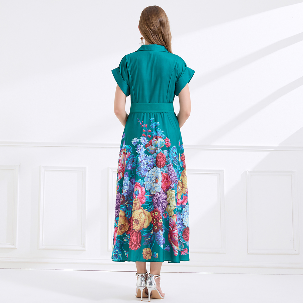 Printing short sleeve business suit seaside dress