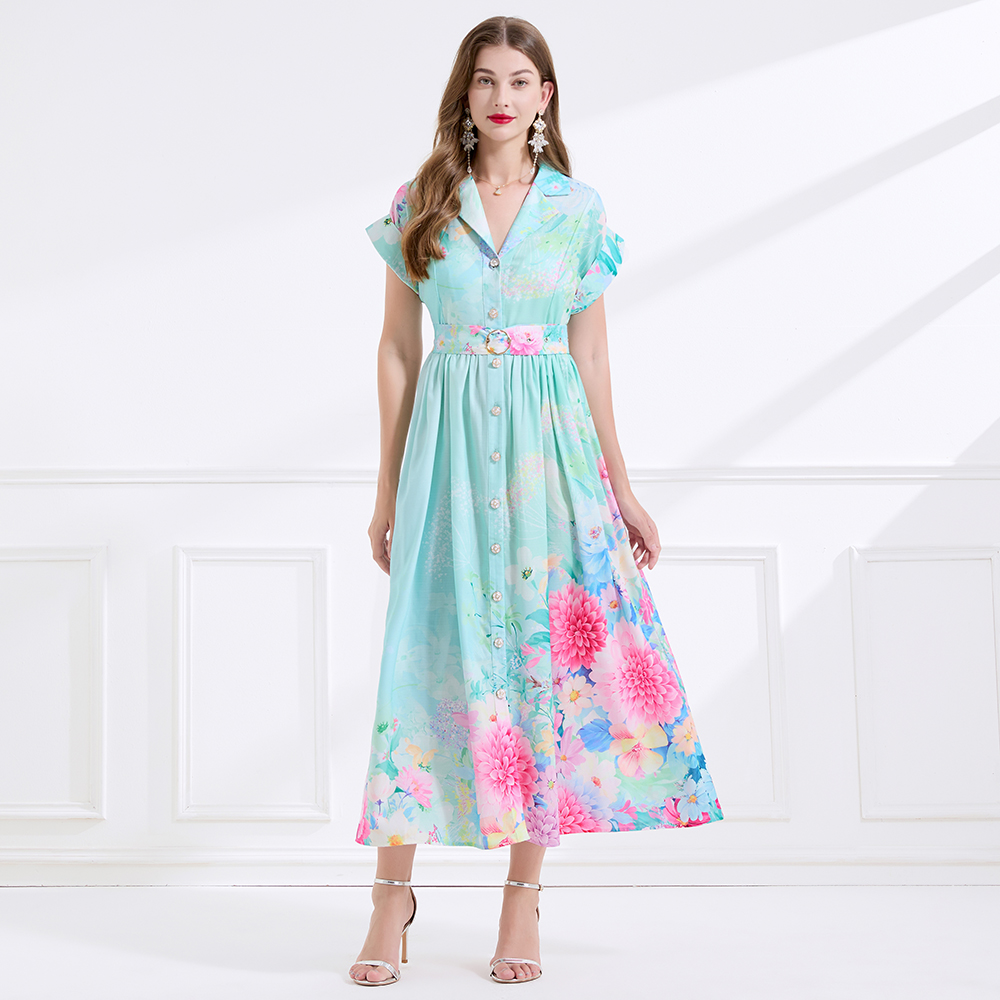 Lotus leaf edges seaside dress short sleeve business suit