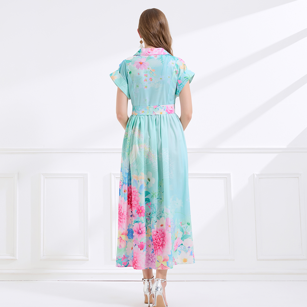 Lotus leaf edges seaside dress short sleeve business suit