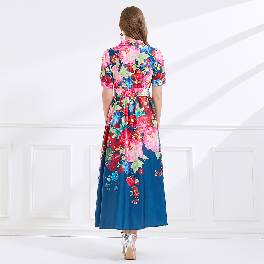 Vacation printing business suit flax dress