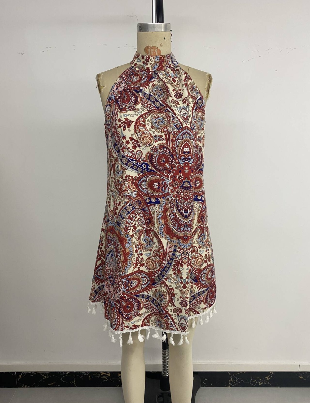 Halter printing European style unique dress