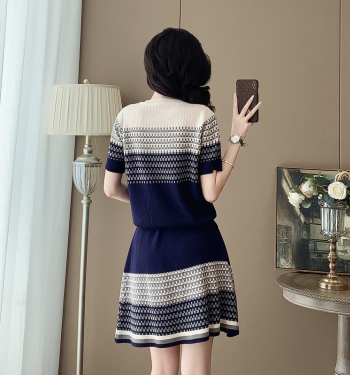 Knitted skirt chanelstyle tops 2pcs set for women