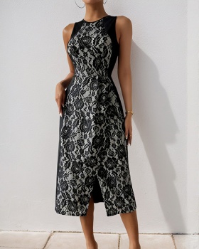 Wedding slim elegant lace banquet temperament sleeveless dress