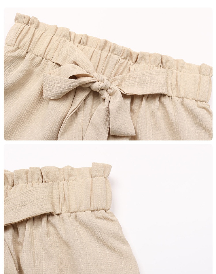 Wide leg frenum bow thin summer pure pants for women