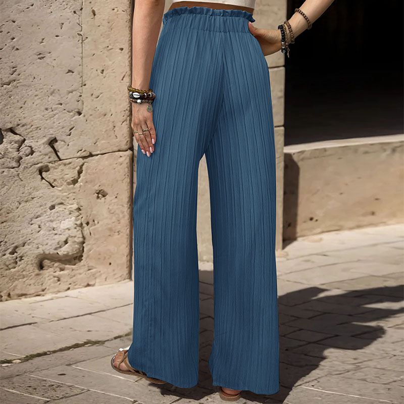 Wide leg frenum bow thin summer pure pants for women