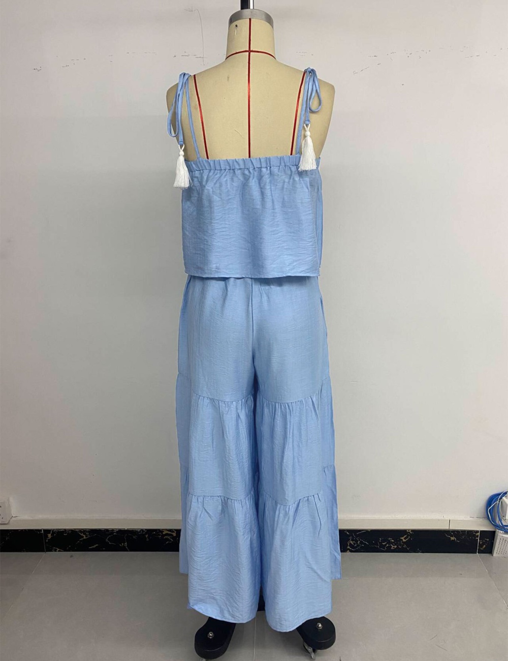 Pure sling tops wide leg fresh long pants 2pcs set