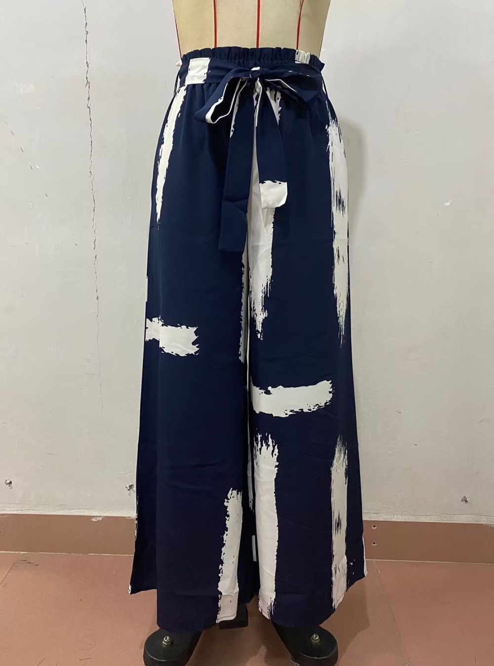 Vacation loose wide leg printing personality frenum pants