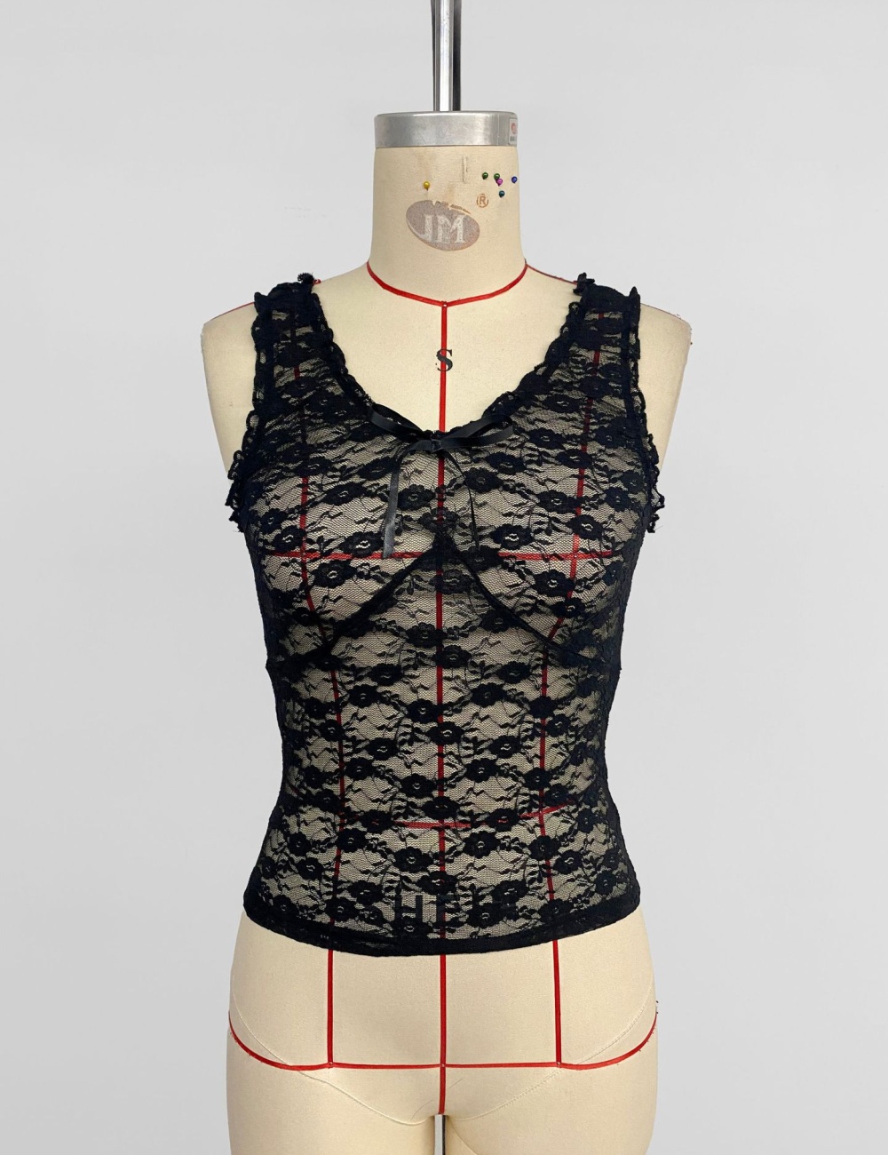 Lace sweet summer sexy black wood ear vest for women