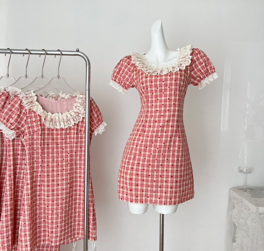 Heart red cell floral playful France style dress