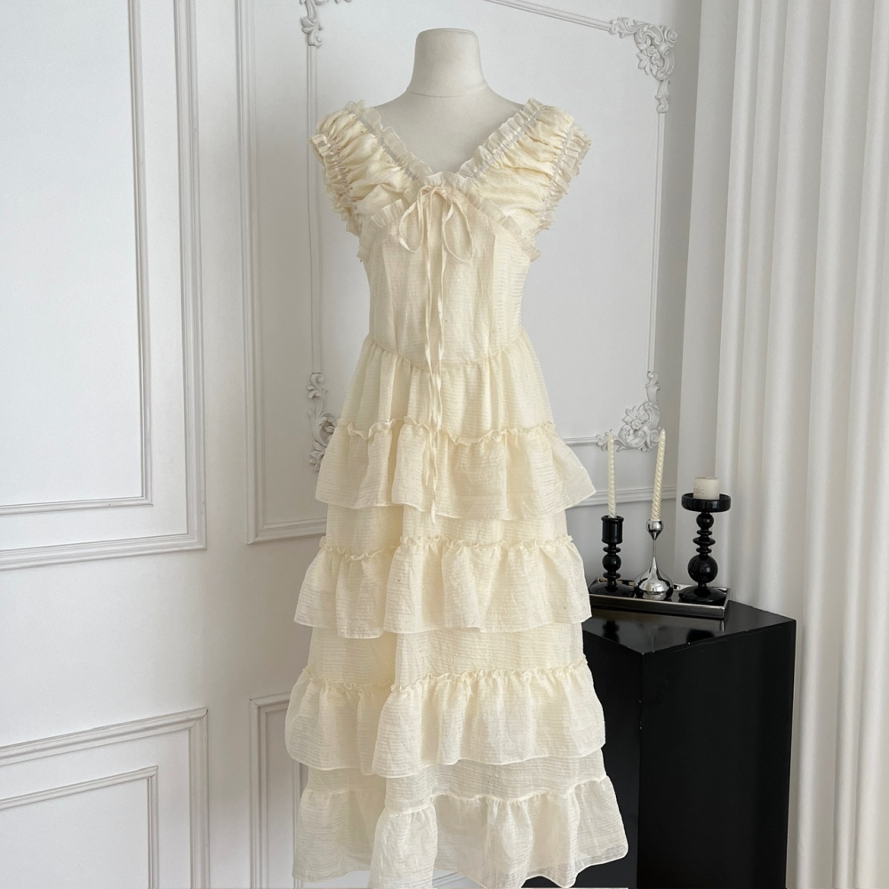 Slim skirt hem dress V-neck long dress for women