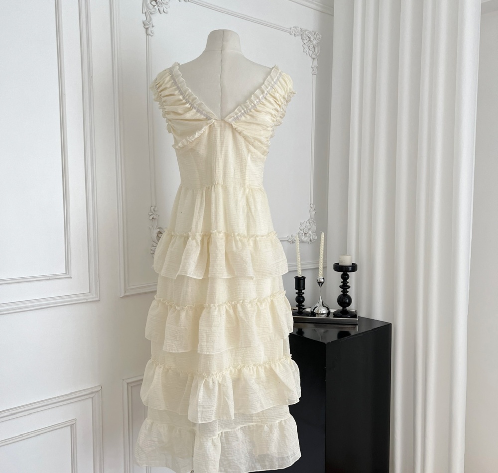 Slim skirt hem dress V-neck long dress for women