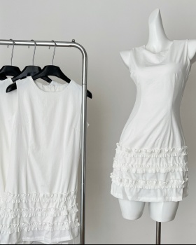 Wood ear sleeveless pure hem dress