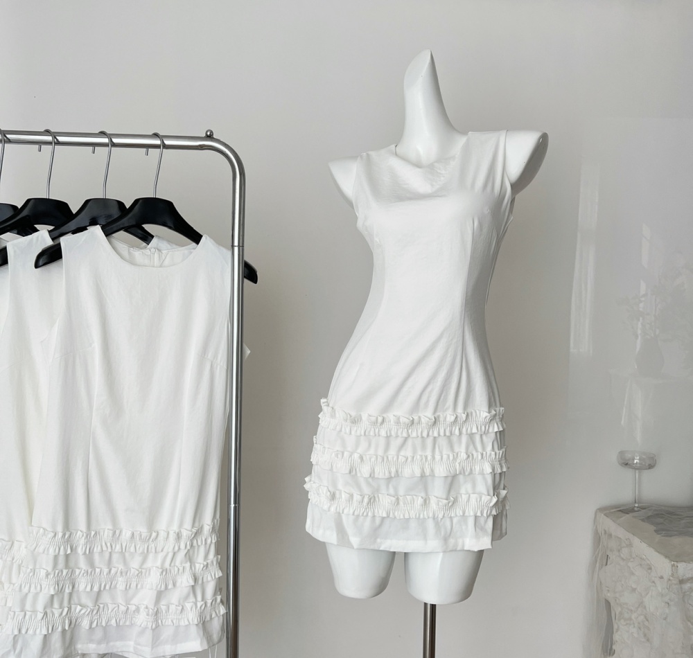 Wood ear sleeveless pure hem dress