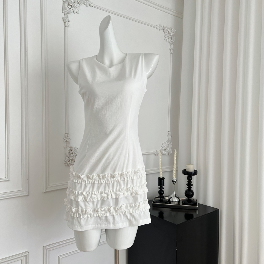 Wood ear sleeveless pure hem dress