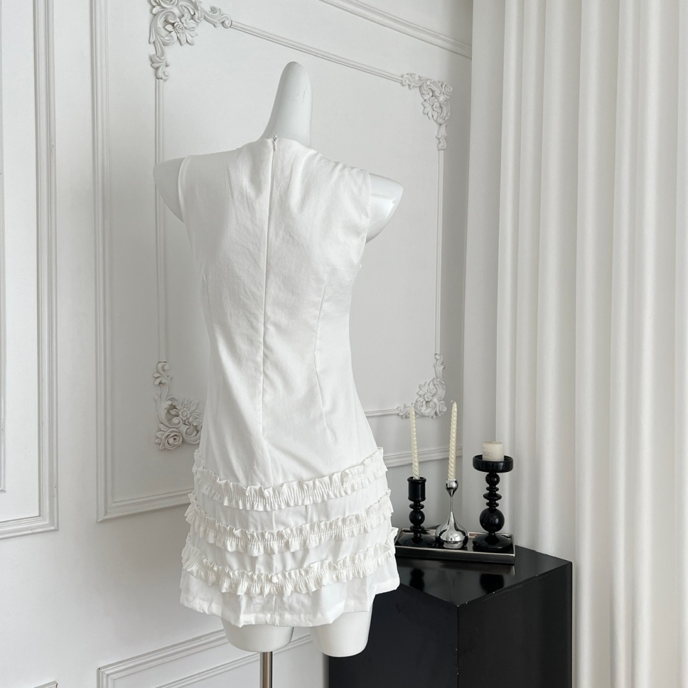 Wood ear sleeveless pure hem dress