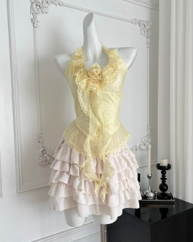 Enticement skirt pinched waist tops 2pcs set for women