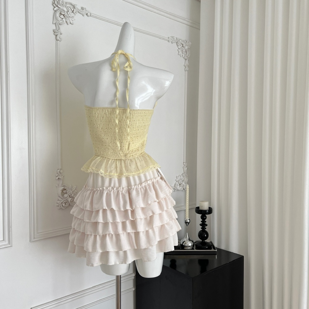 Enticement skirt pinched waist tops 2pcs set for women