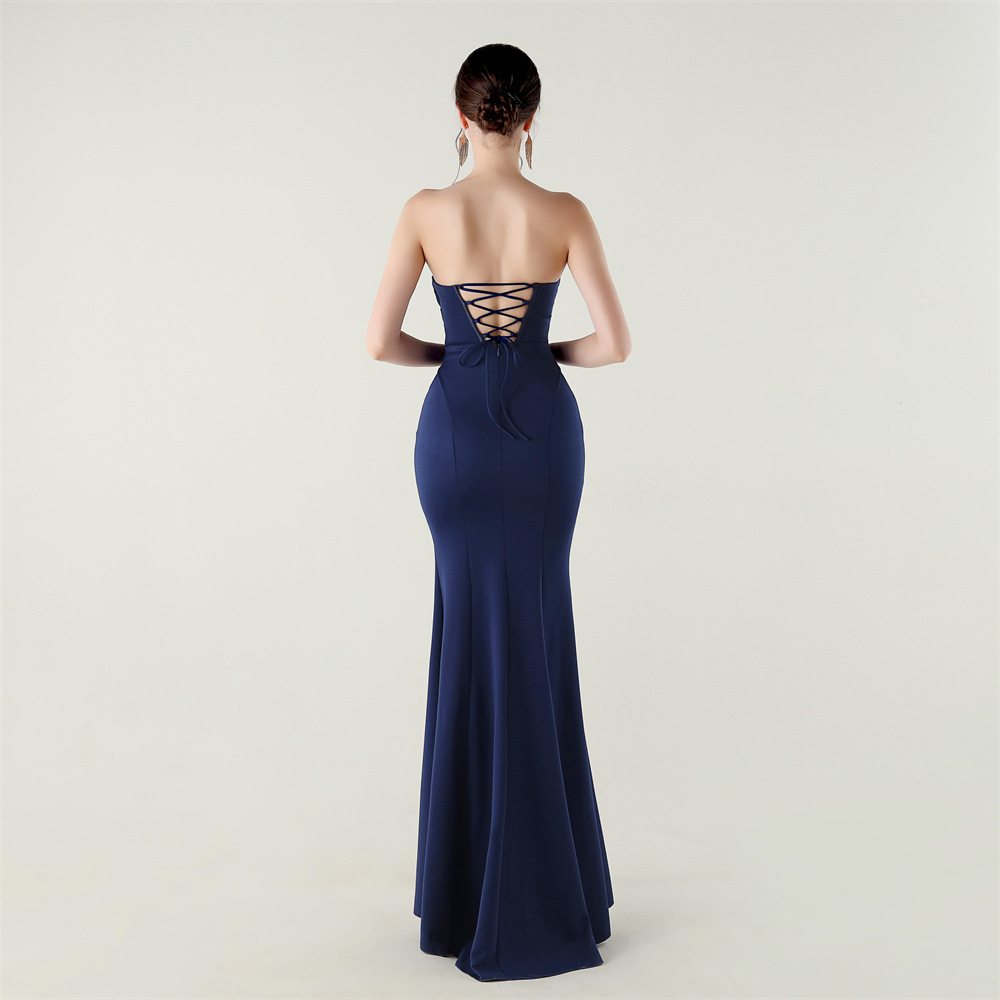 Banquet bridesmaid dress wrapped chest evening dress