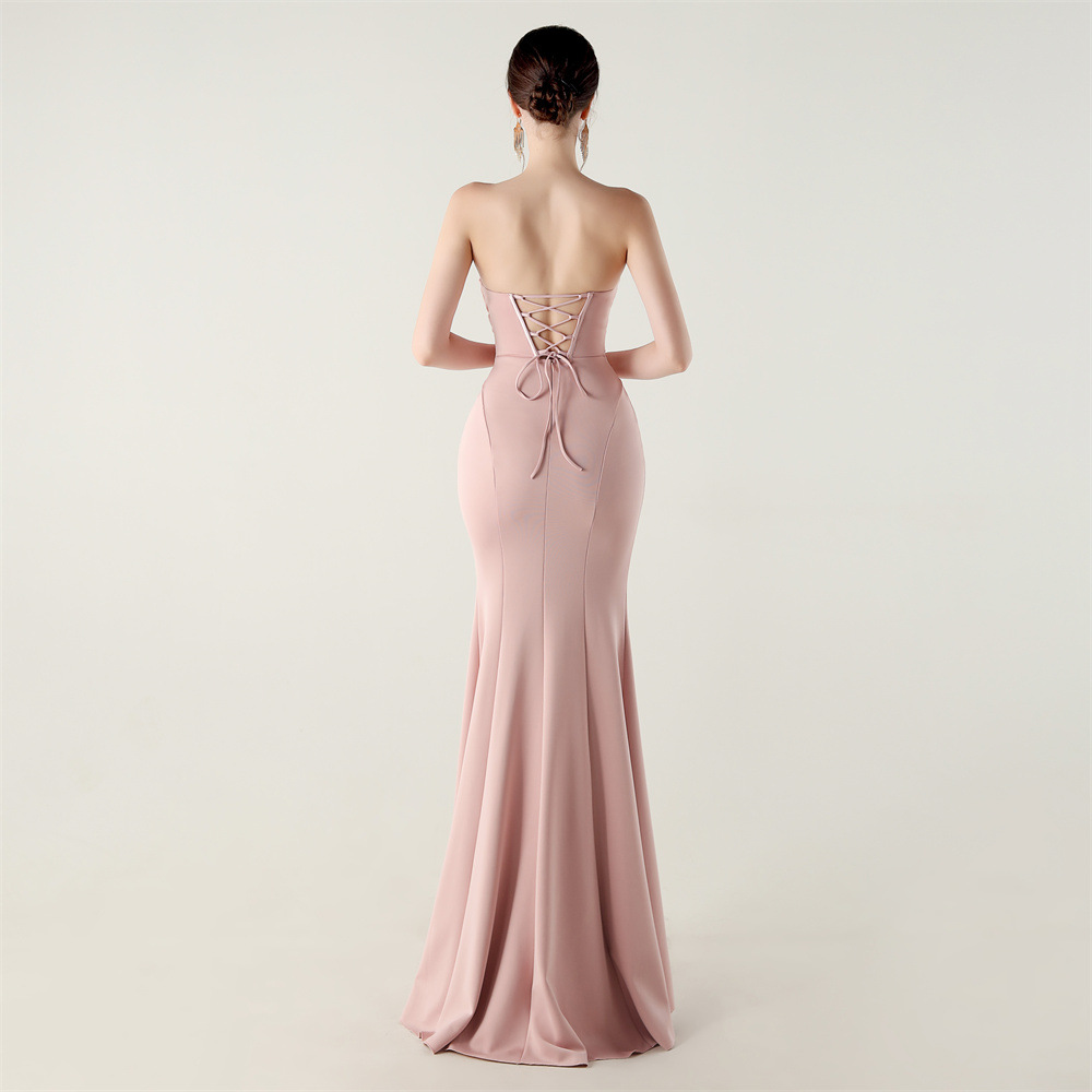 Banquet bridesmaid dress wrapped chest evening dress