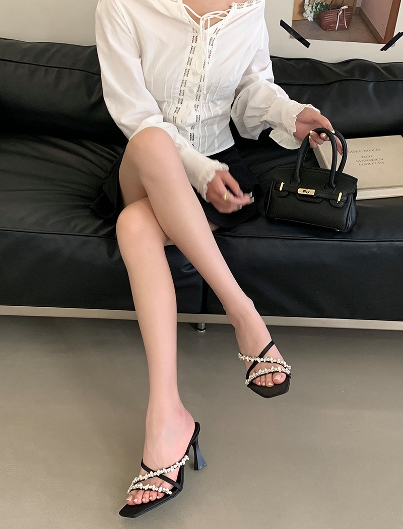 Fashion slippers open toe high-heeled shoes for women