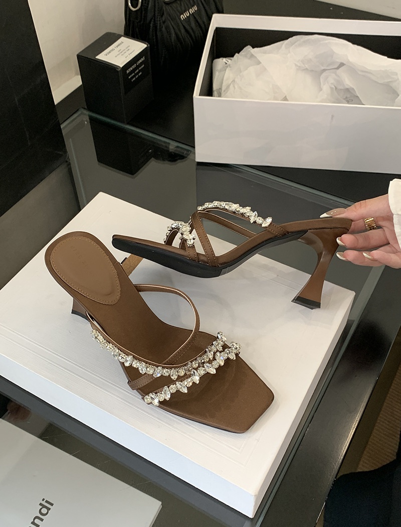 Fashion slippers open toe high-heeled shoes for women