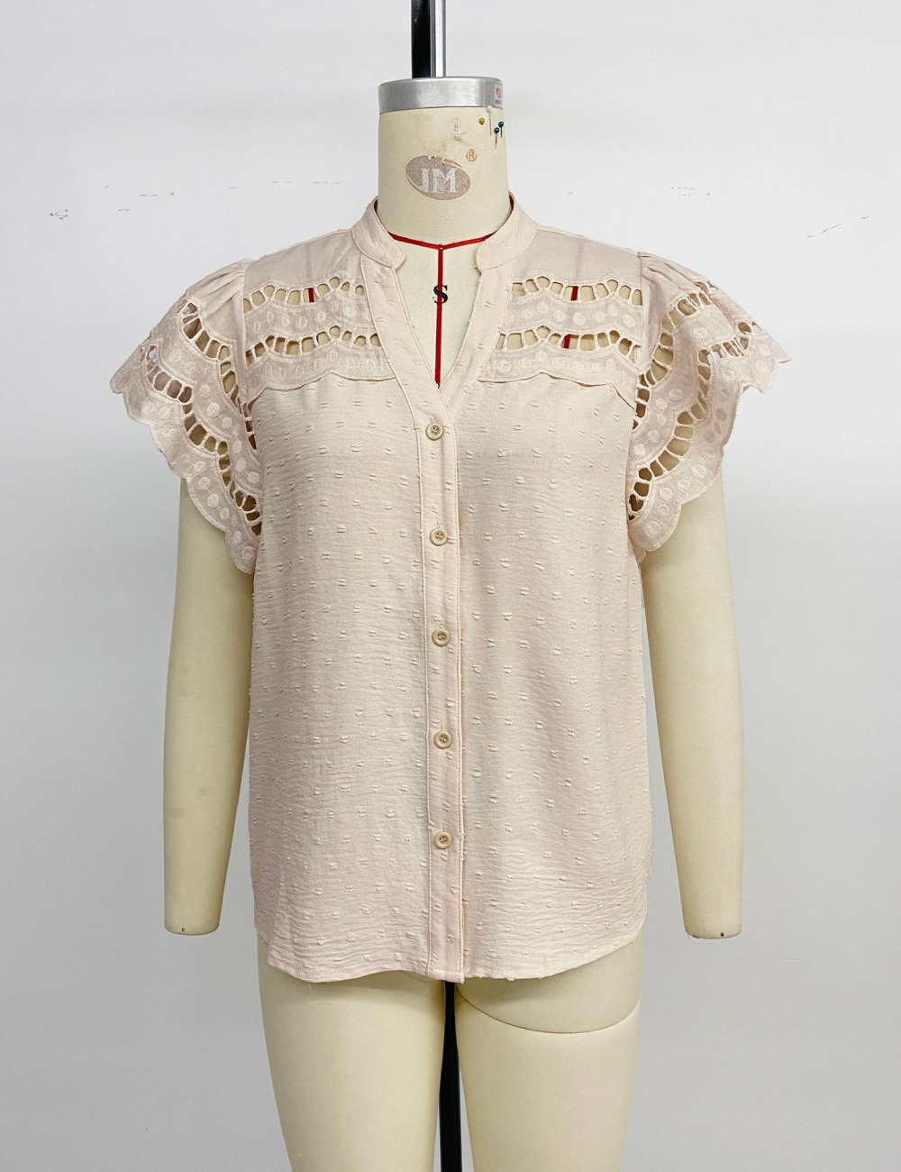 Hollow sweet style pure retro shirt for women