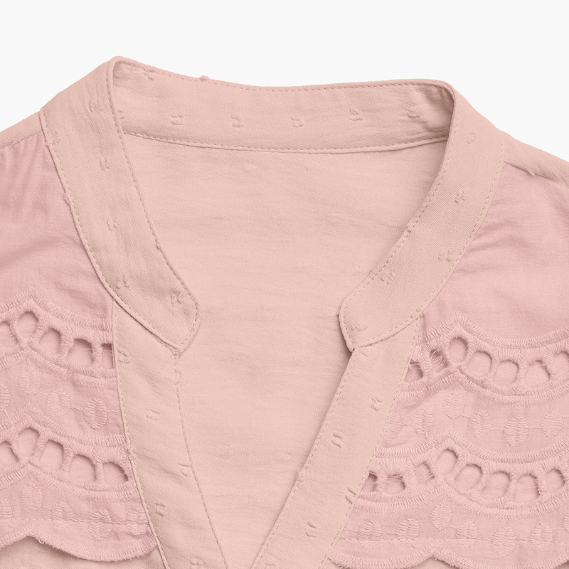 Hollow sweet style pure retro shirt for women