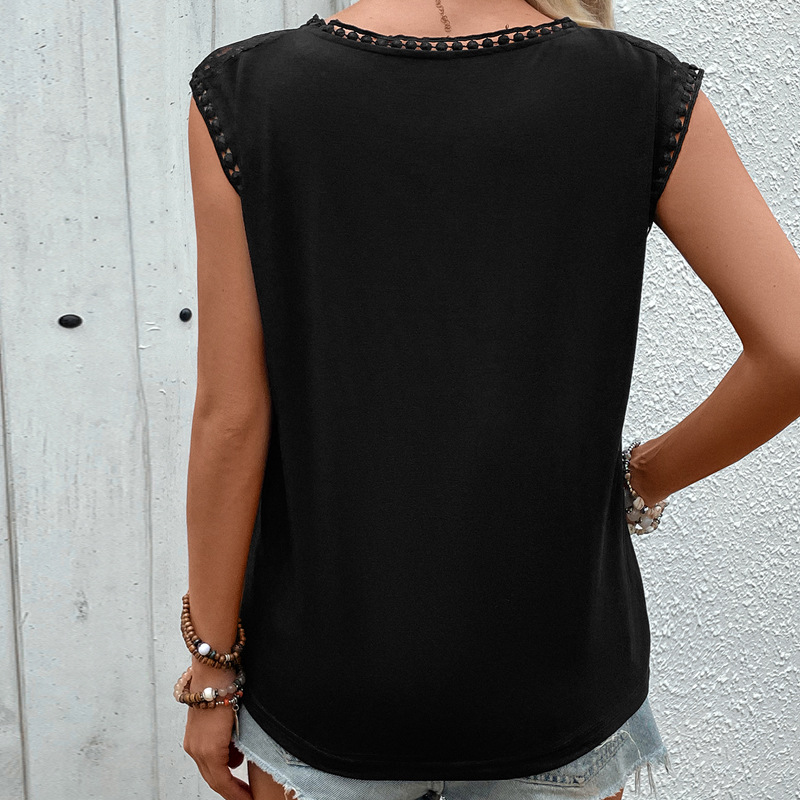 Round neck pure elegant simple European style tops
