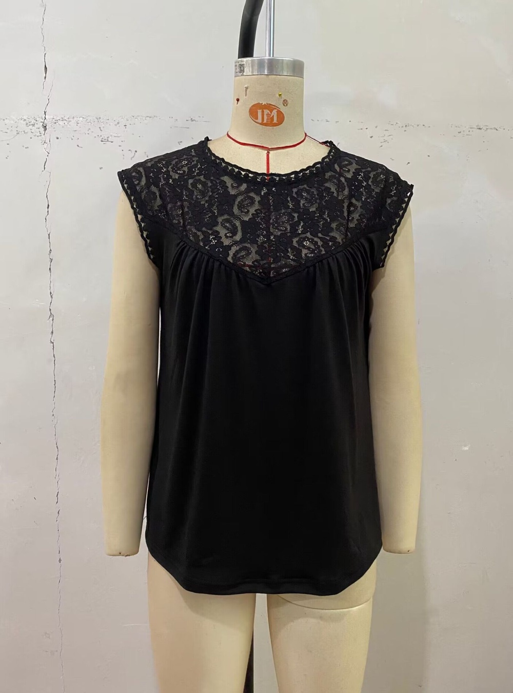 Round neck pure elegant simple European style tops