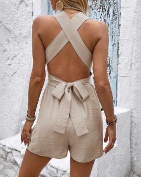 Vacation pinched waist sleeveless Casual jumpsuit
