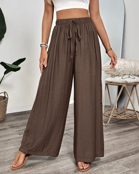 Thin pure loose embroidery wide leg pants for women
