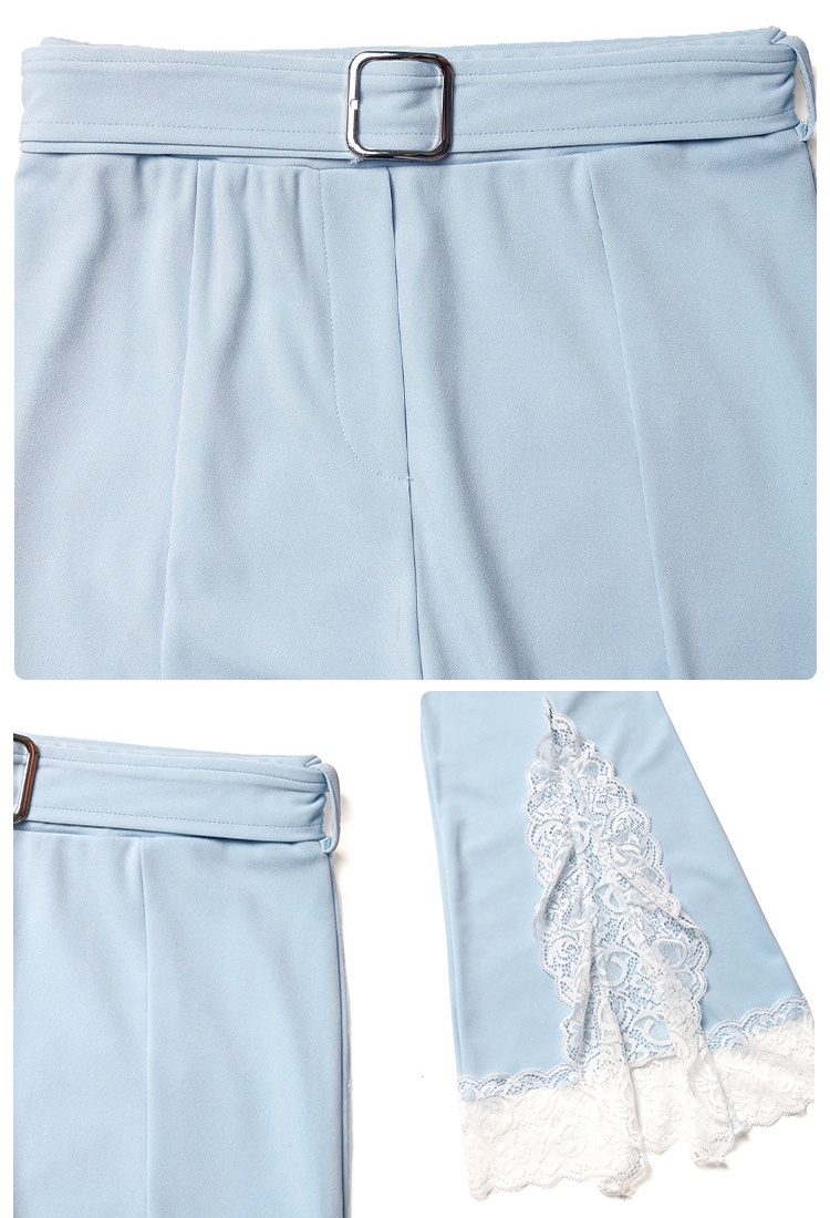 Elegant pure flare pants Casual belt for women