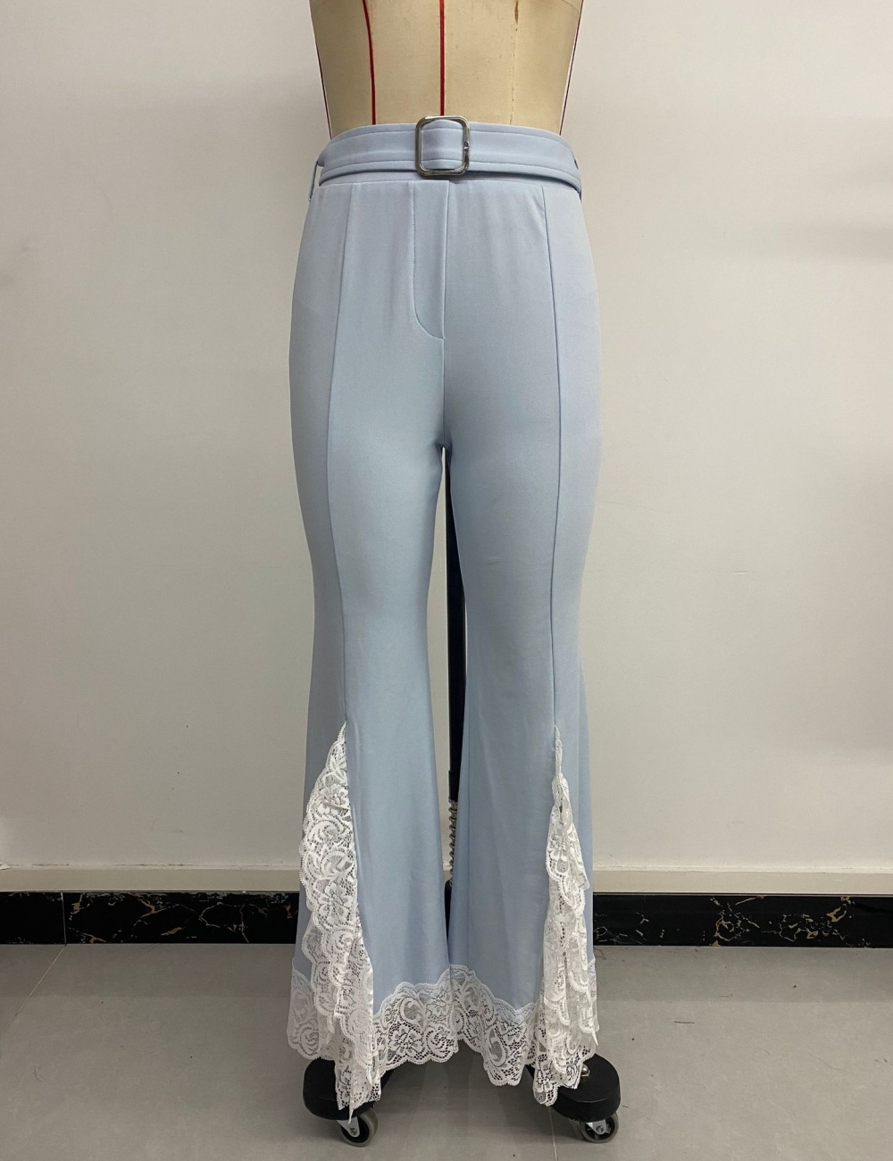 Elegant pure flare pants Casual belt for women